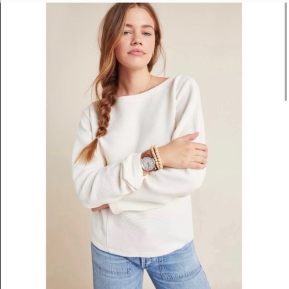 Anthropologie Sweaters - 🌼 Anthropologie white ribbed sweater Sz L